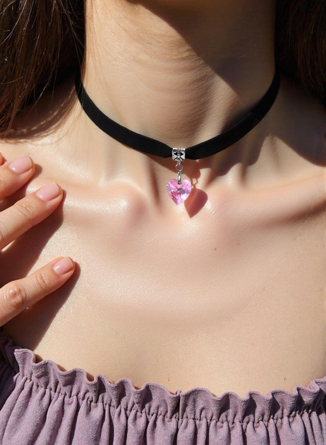 ISCASSE Black Choker Necklaces for Woman Love Heart Choker Necklace Adjustable Velvet Choker Soft Collar Chain Red Heart Necklace Halloween Cosplay Party - Image 2